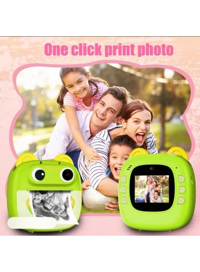 Twisoo Kids Instant Print Camera Toy, Cartoon Mini HD Digital Camera for Children, Educational Photography Toy with Thermal Printing, Portable Learning Camera, Birthday Christmas Gift for Boys (Green) - Image 4